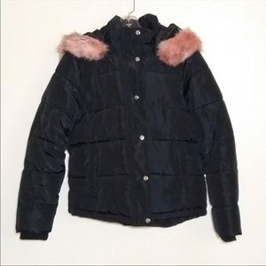 Forever 21 pink fur lined puffer coat